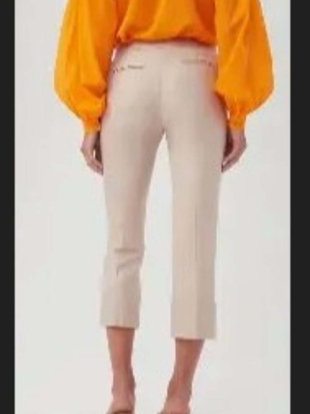 Trina Turk Banshee Cropped Cuff Hem Pants, NWT Size 8, Cream - Picture 3 of 6